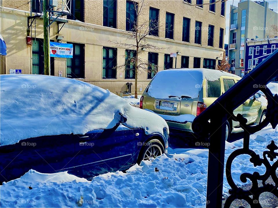 A local snow advisory indicates that even the car roofs are covered the next morning and that goes for every car. Even the windows on all sides are snowed in on some of them. 2022. Hypnotic Productions