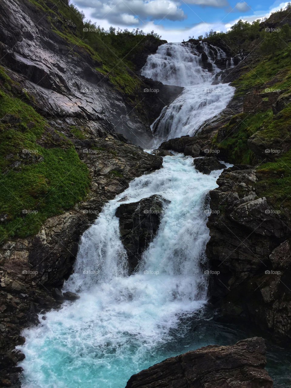 Waterfall on a hillside 