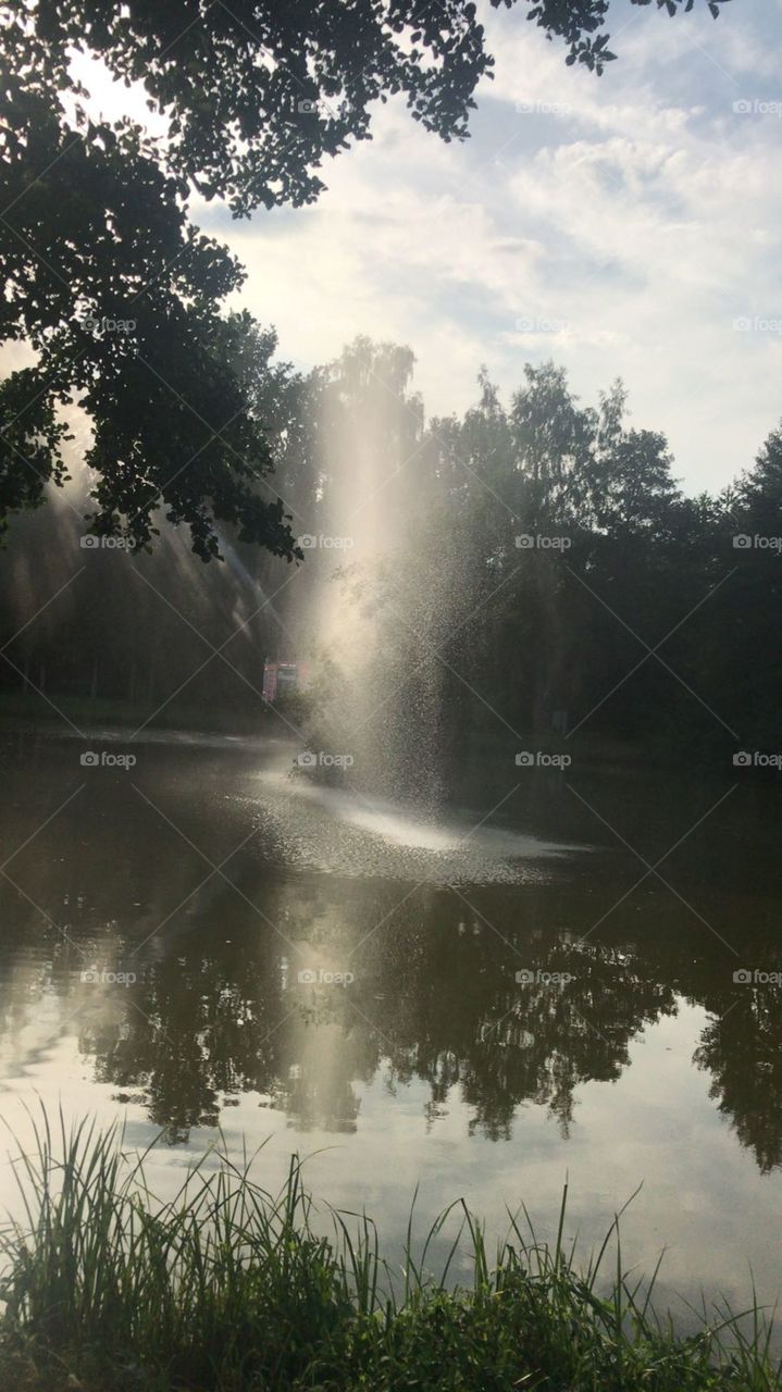 Spray on the water