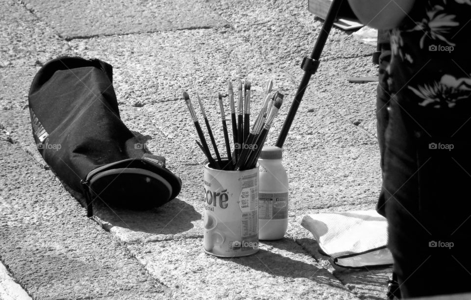 Painting tools on the street of Venice, Italy