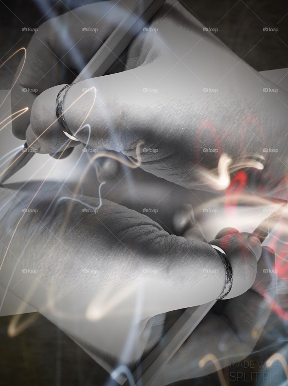 Abstract light with holding two people