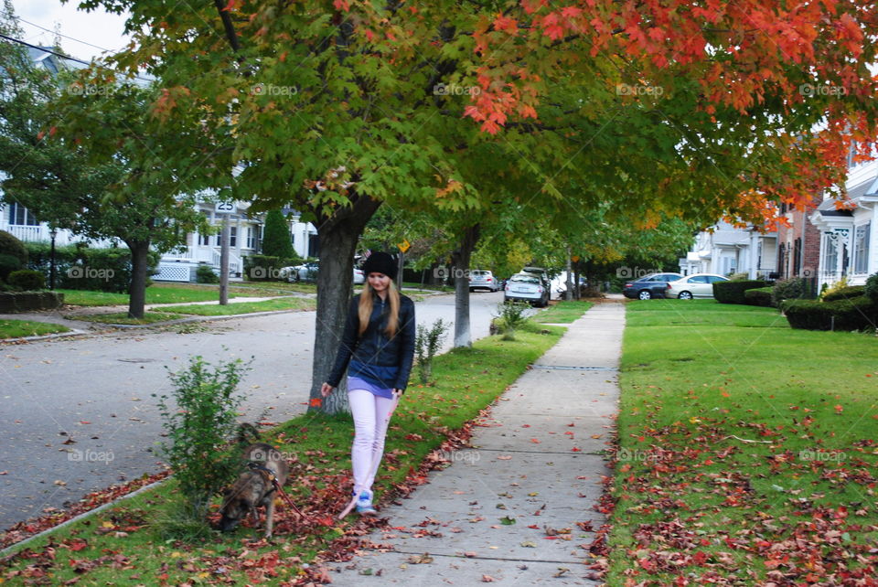 Me walking a dog in Providence, Rhode Island