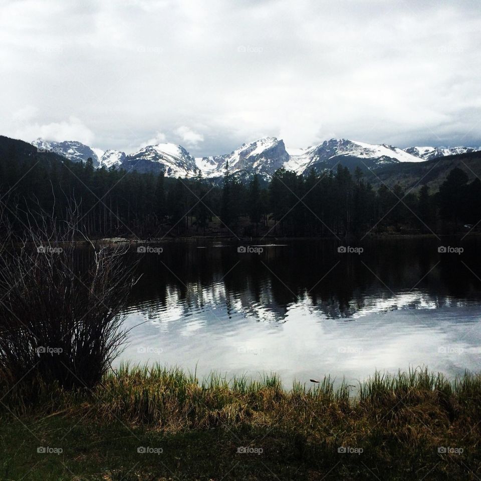 Reflection of mountain on lake