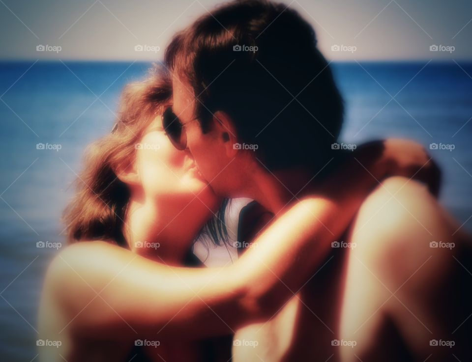 Couple. Kissing on beach