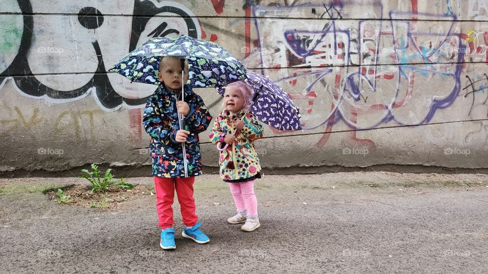 Kids in a rainy day