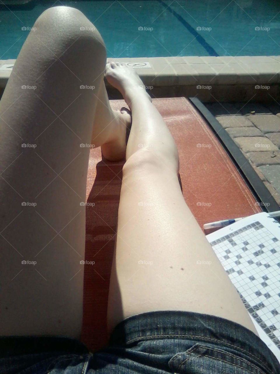 At the pool with a puzzle
