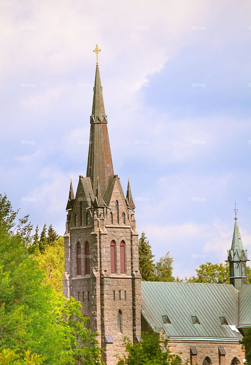 Church tower. Church from sweden vetlanda