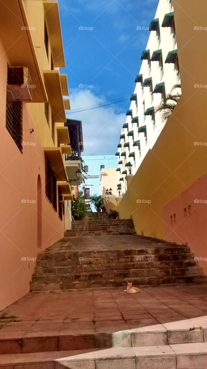 Large Staircase connecting Calle de Sol in Old San Juan, Puerto Rico