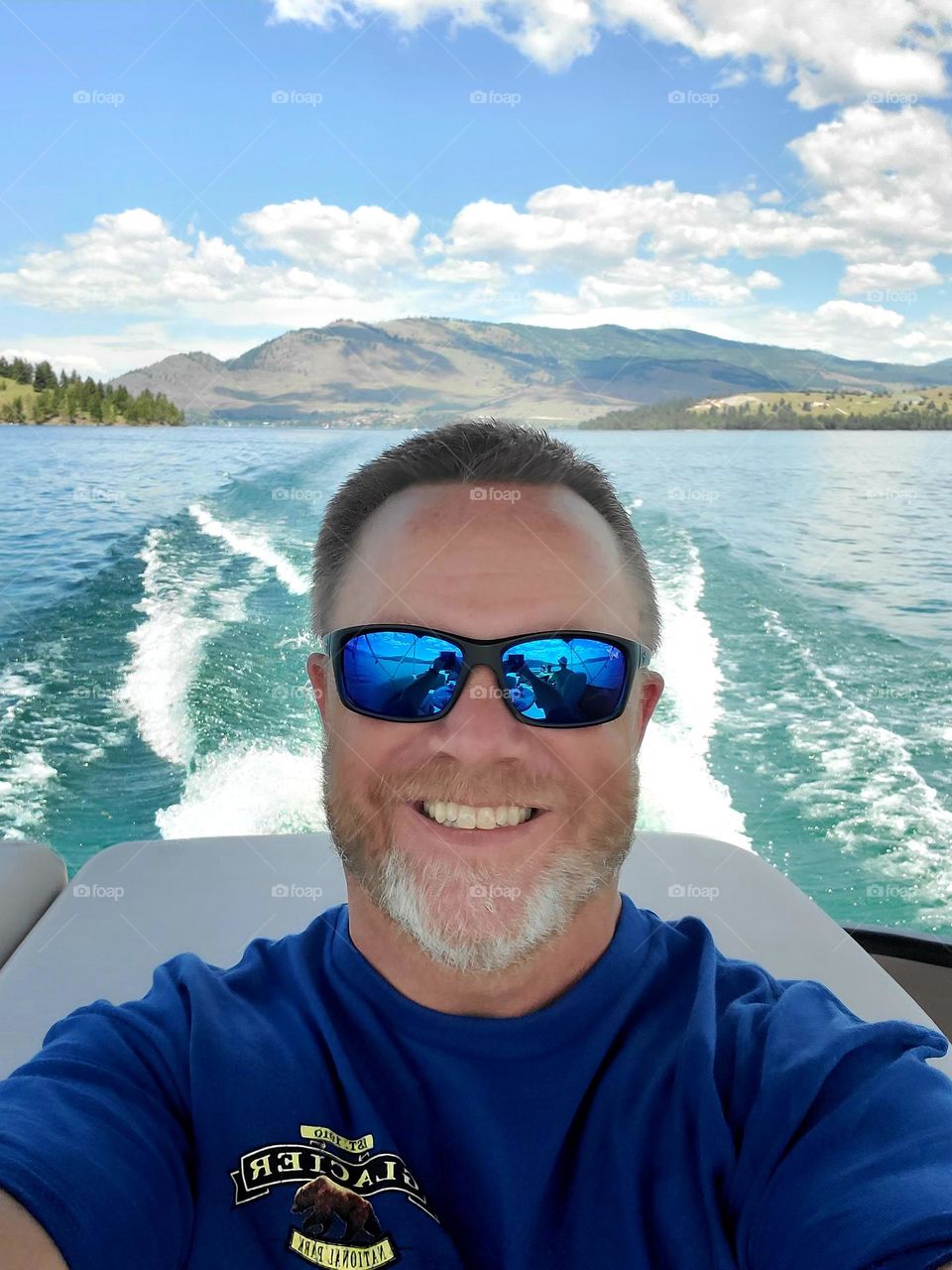 Selfie while taking the family on a boating excursion