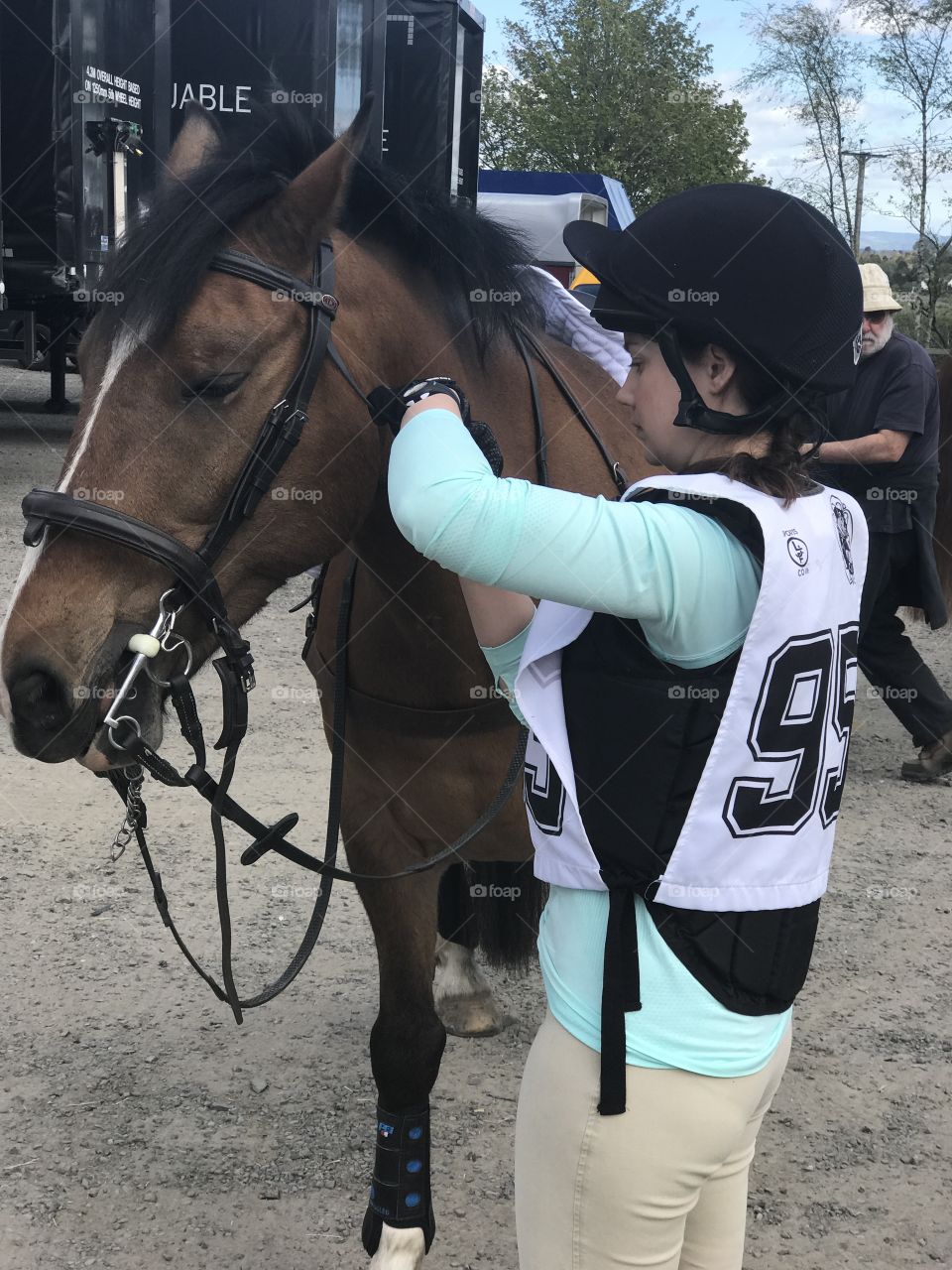 Horse and rider ready for competition