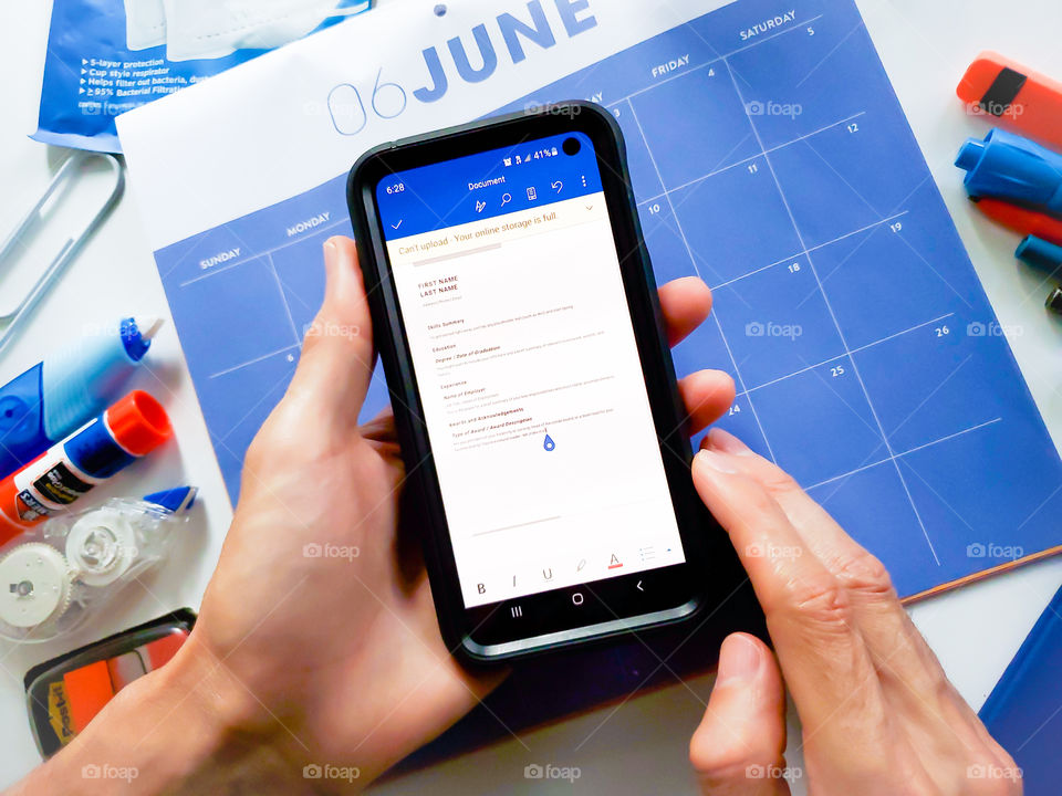 Working from home with Samsung smartphone