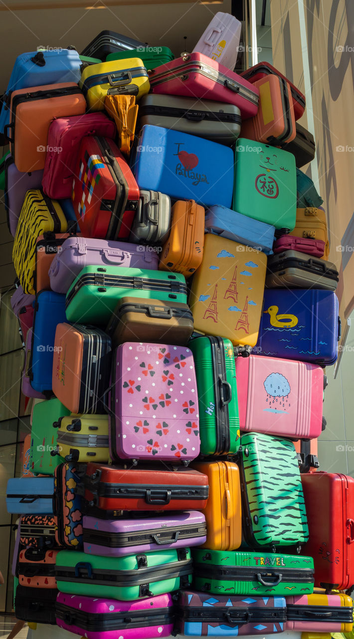 Stacked travel luggages