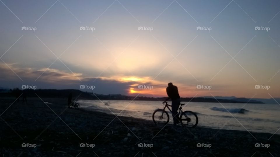 By bike. beach