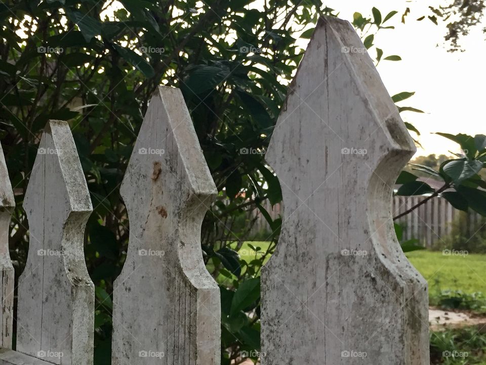 Dirty white picket fence