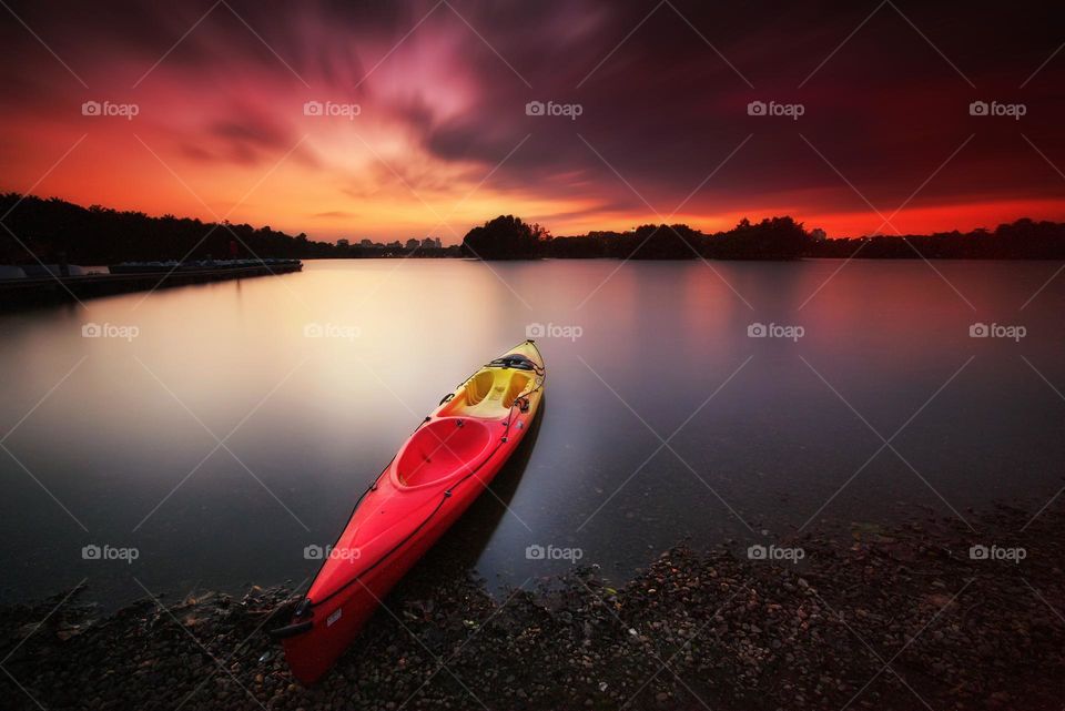 Beautiful sunset over the lake