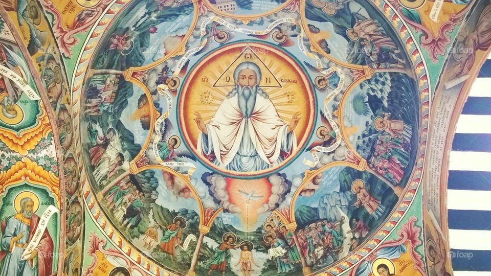 fresco, monastery, rila, bulgaria, god,