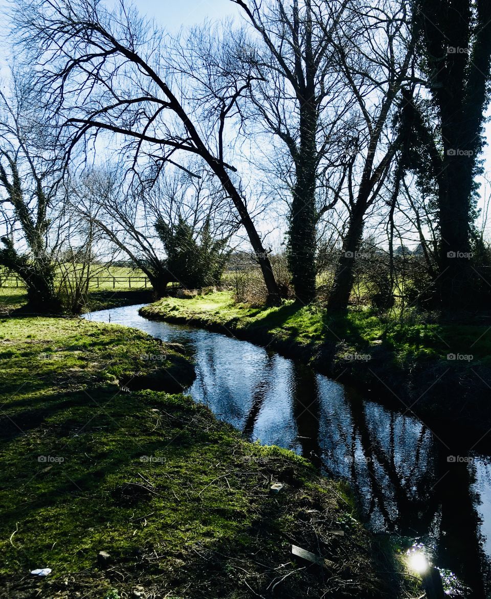 A lovely little stream that travels through a small village in Kent. Looking picturesque in the warm spring sunshine. 