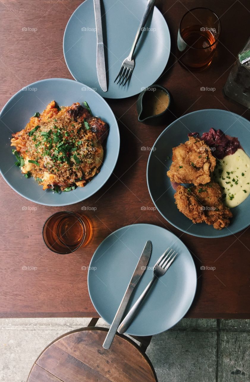 High angle view of food