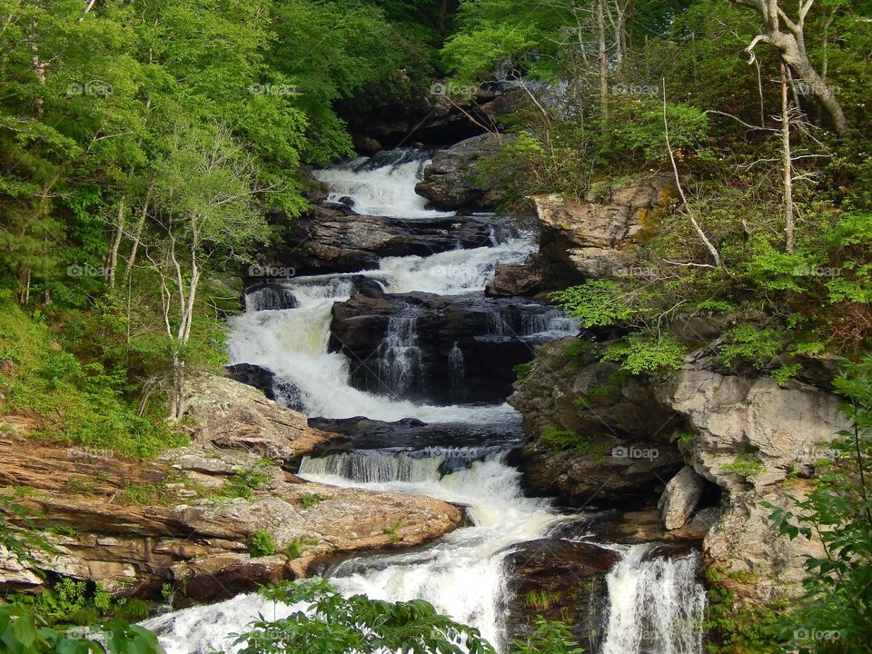 Beautiful waterfall in Cullasaja gorge in North Carolina