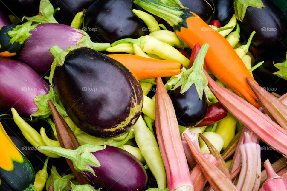 High angle view of fresh vegetables