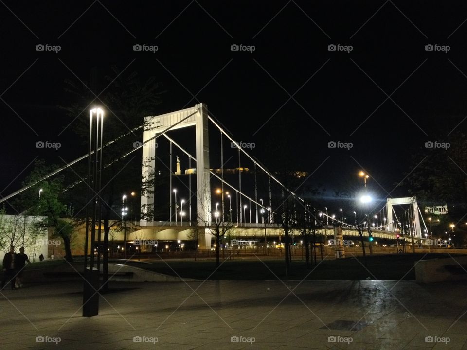 Bridge Over the Danube. In Budapest, by night