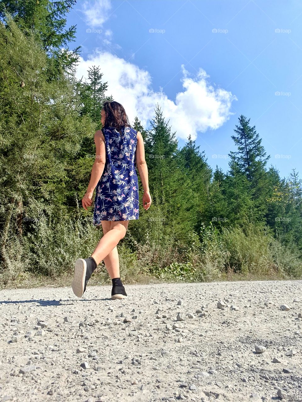hiking down in the mountains of Austria.