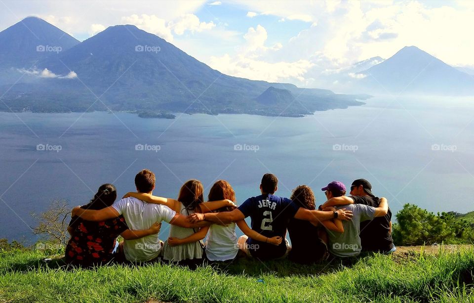 Enjoying lago Atitlán and beautiful volcanoes with those who matter most.