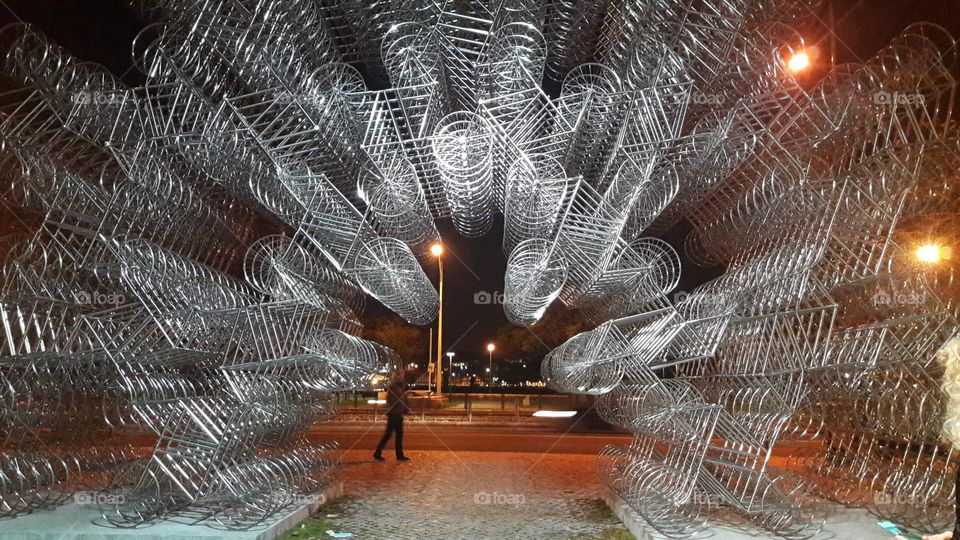 Bike perspective by night - at Ai Wei Wei exhibition, Lisbon.