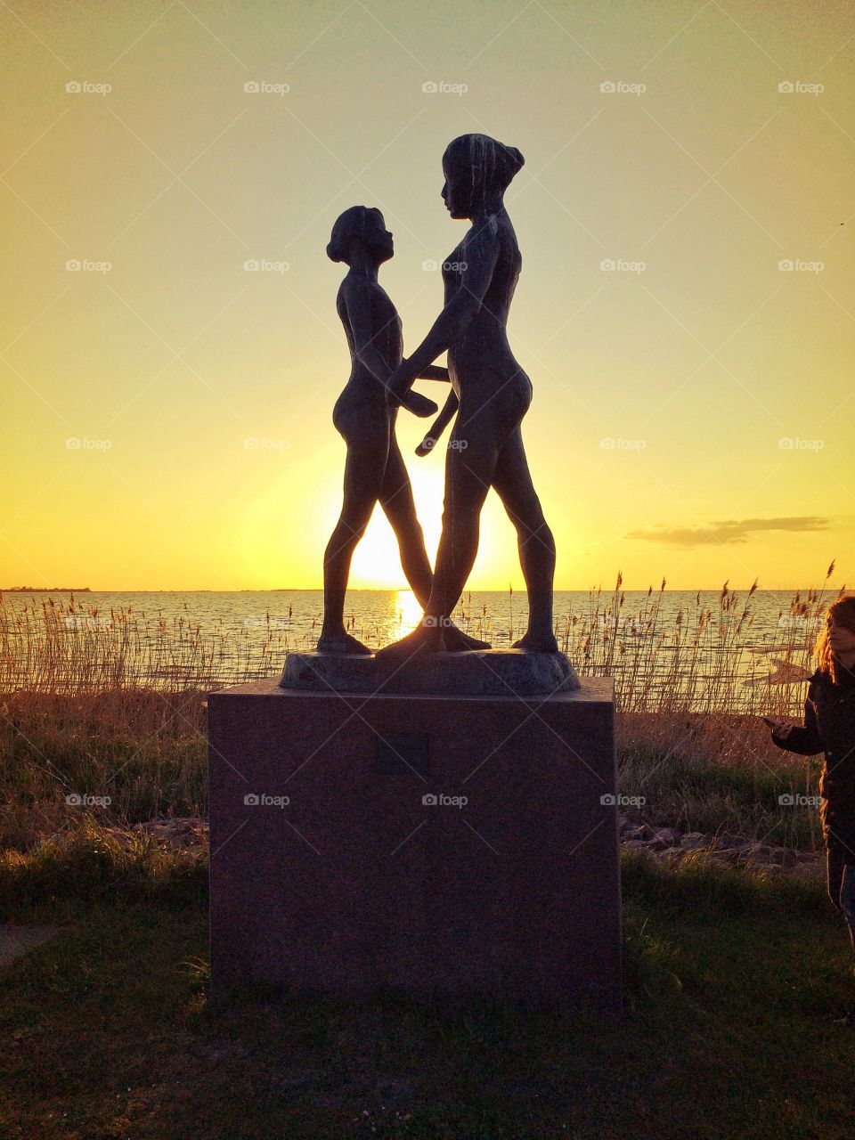 Statue in sunset