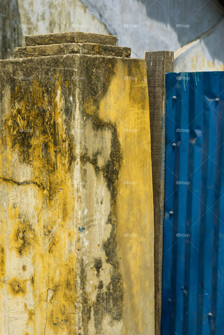 yellow blue wall abstract by vidu