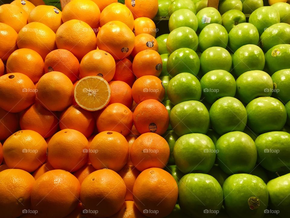 Market Fresh Oranges and Apples