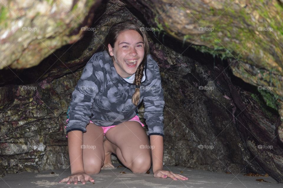 Daughter  cave. On the beach in Carpinteria and found this little cave. 