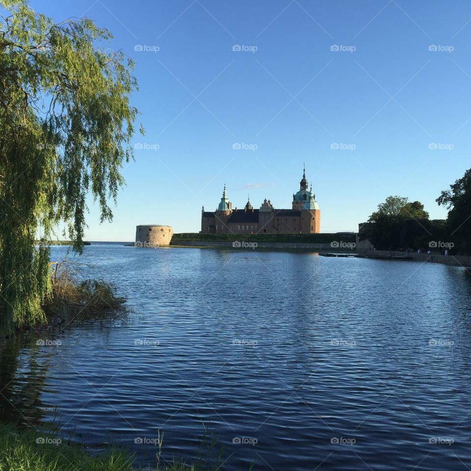 Reflection Kalmar castle in water at Sweden