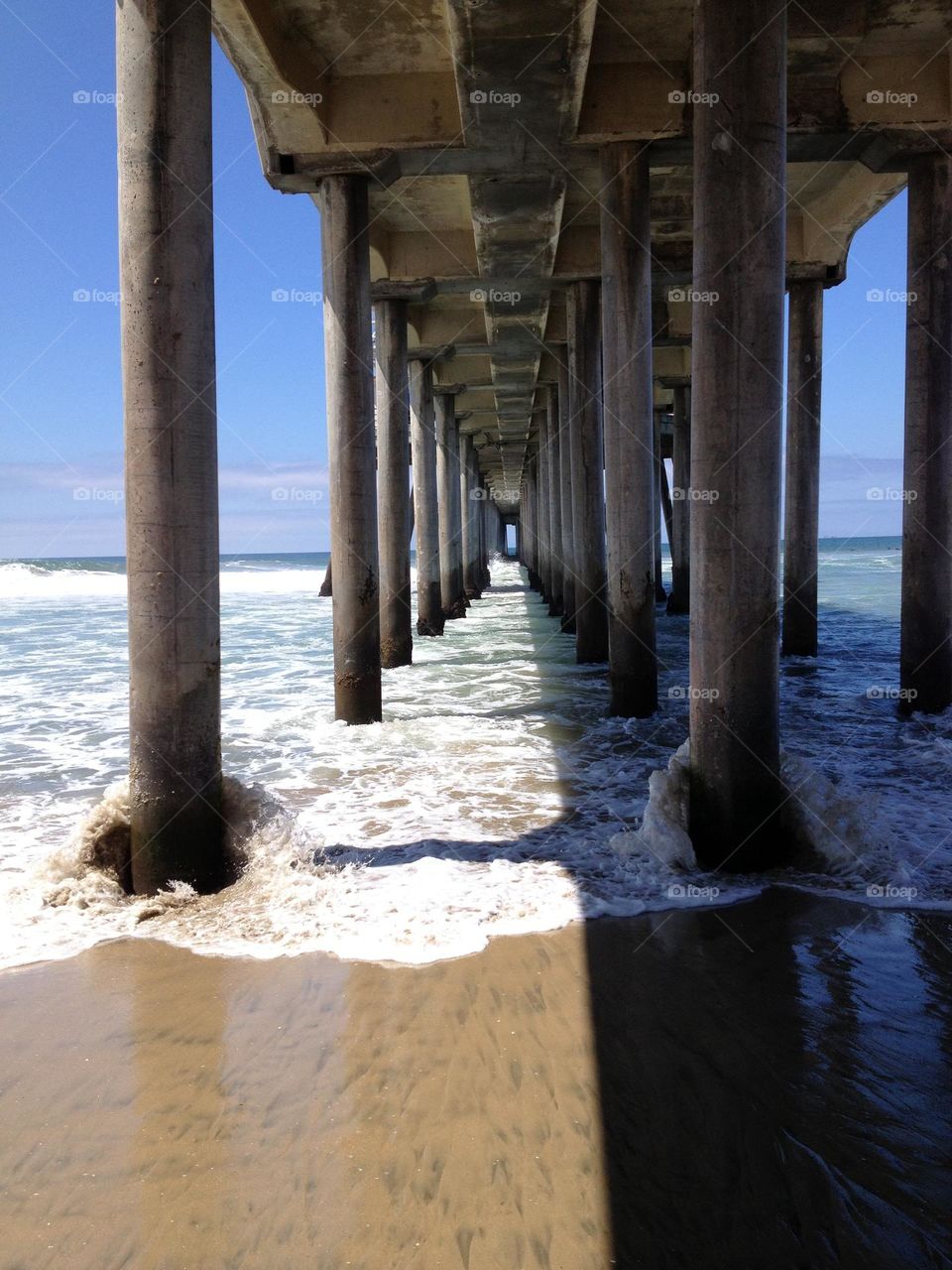 Leading lines under the Huntington Beach pier.