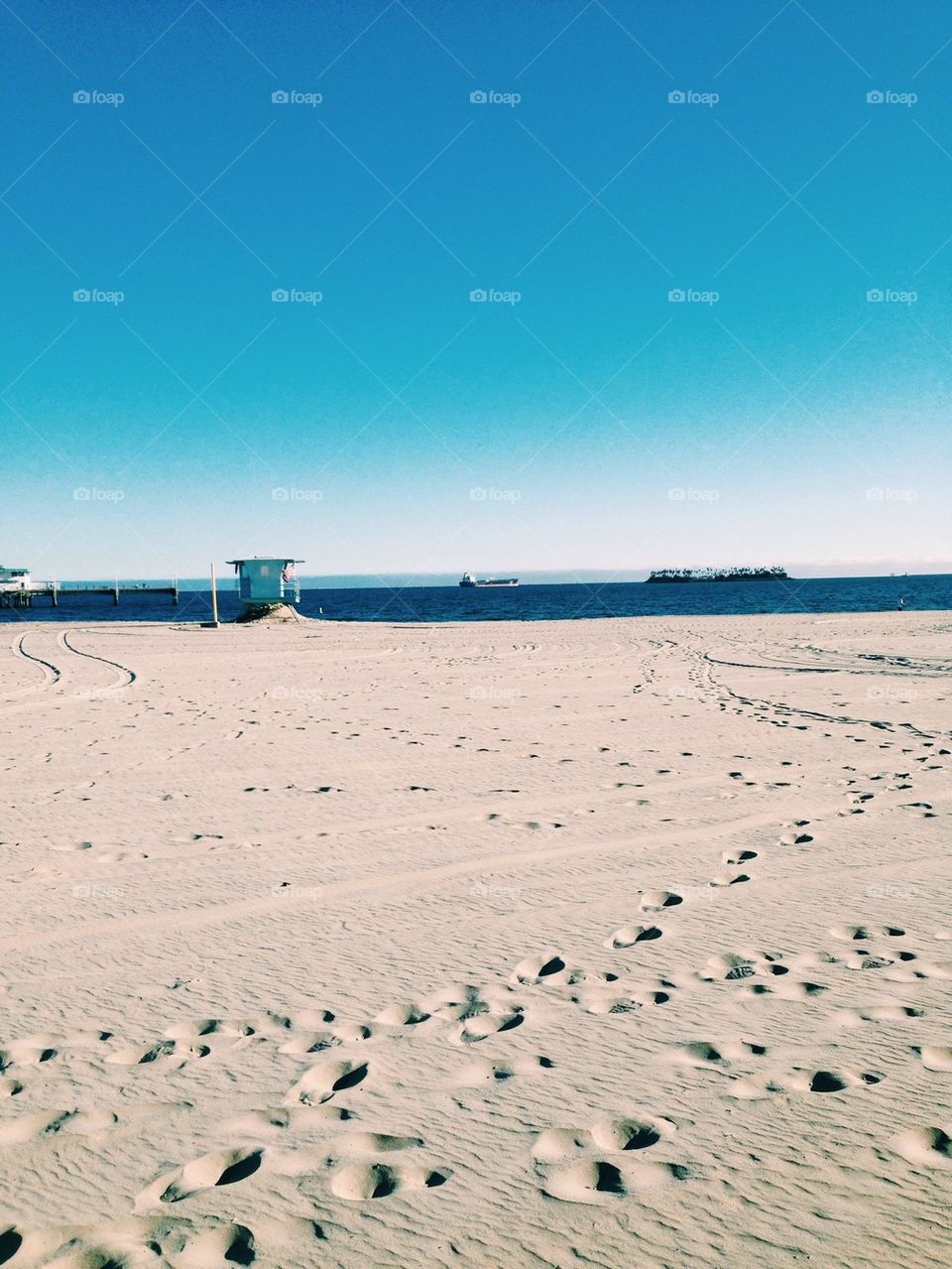 Lone Lifeguard post on beach