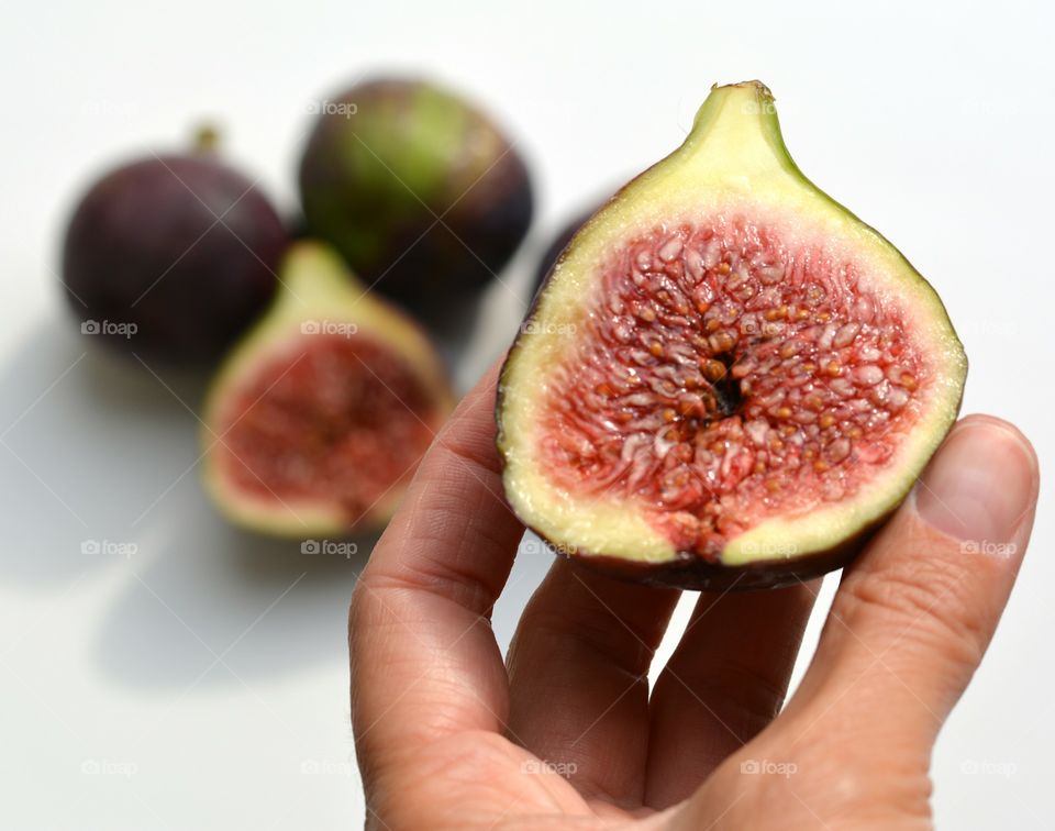 fresh figs in hand healthy food