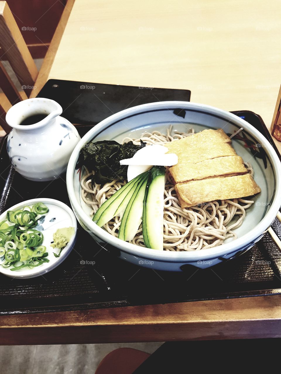 A bowl of kistune noodles in Nagoya Japan.