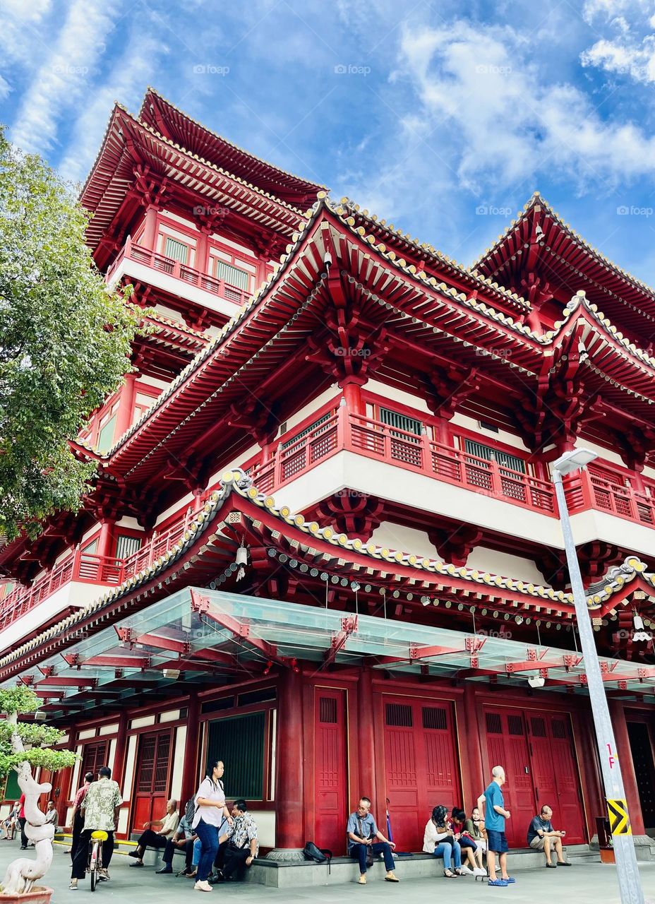 Red temple with the touch of other colors