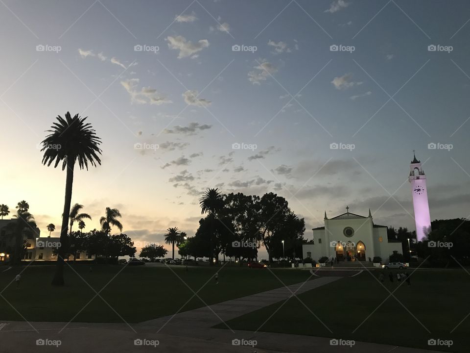 Sunset at Loyola Marymount University in Los Angeles, California