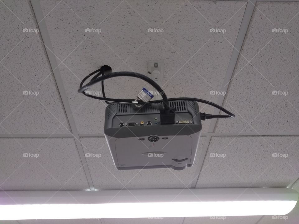 ceiling mount projector, rear view