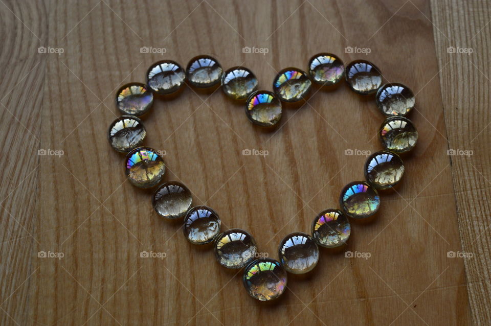 Heart shape made from marbles
