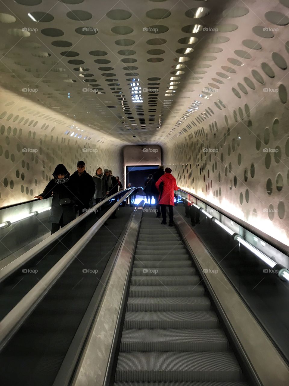 Escalator to the observation deck. Hamburg Elbphilarmoni. Plaza