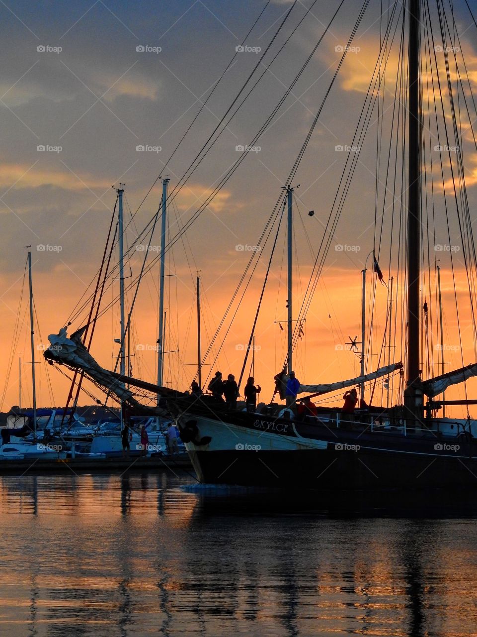 Ship in sunset