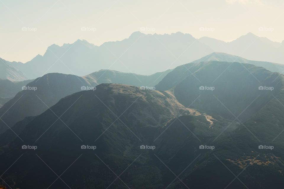 Mountain landscape in Tatra National Park in Poland. Popular tourist attraction. Amazing nature scenery. Best famous travel locations. Beauty of nature concept background