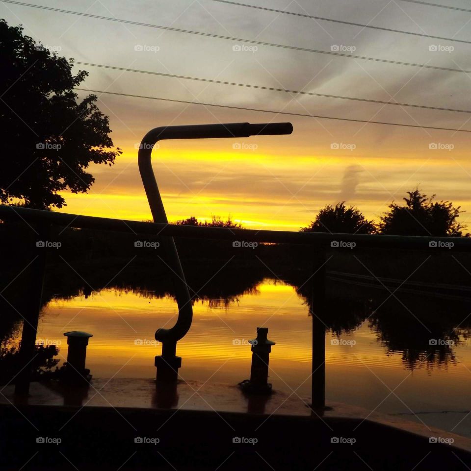 Beautiful sunset from a canal boat on the Lancaster Canal