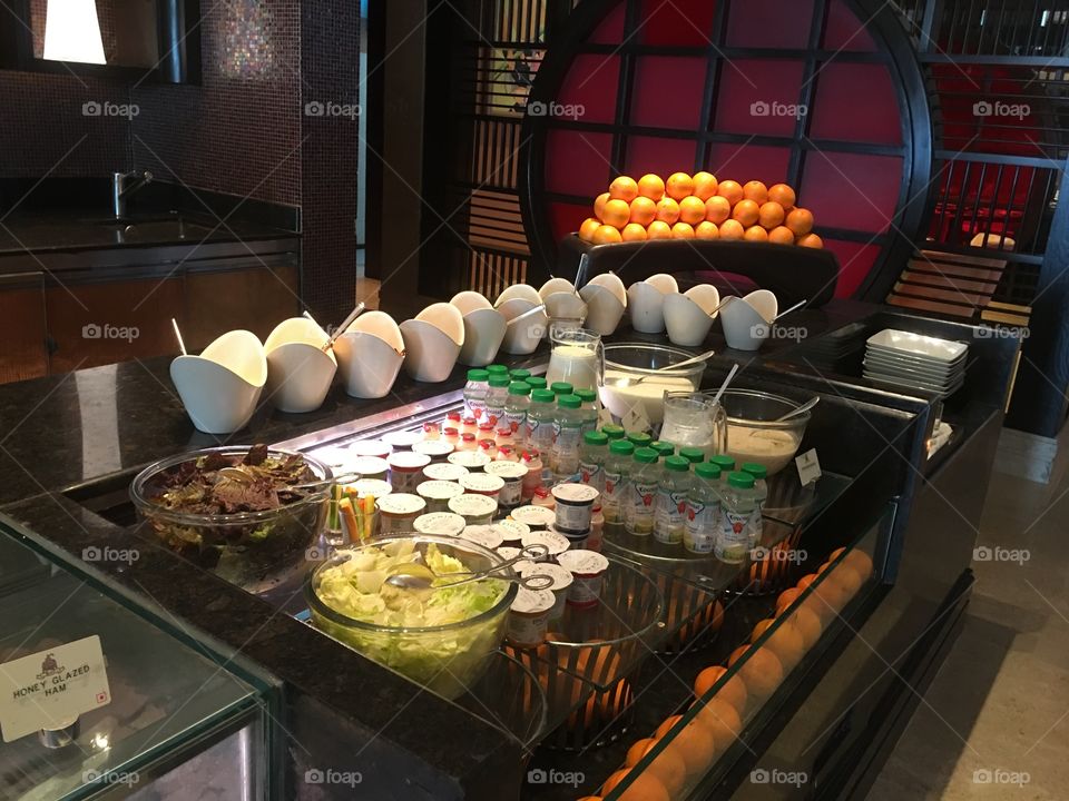 Breakfast
Healthy
Healthy Food
yogurt 
Fruits
Ice
Fridge
Hotel
Buffet 
