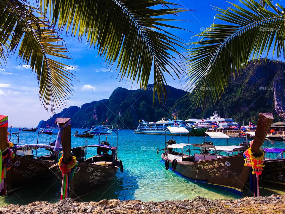 Longtail boats in Phi Phi