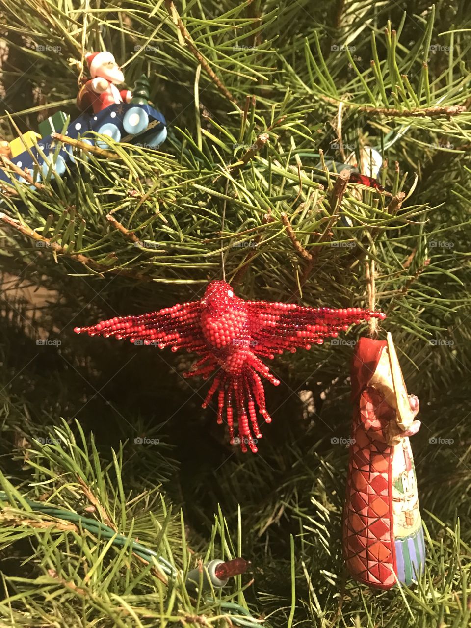 hummingbird beaded Christmas ornament 