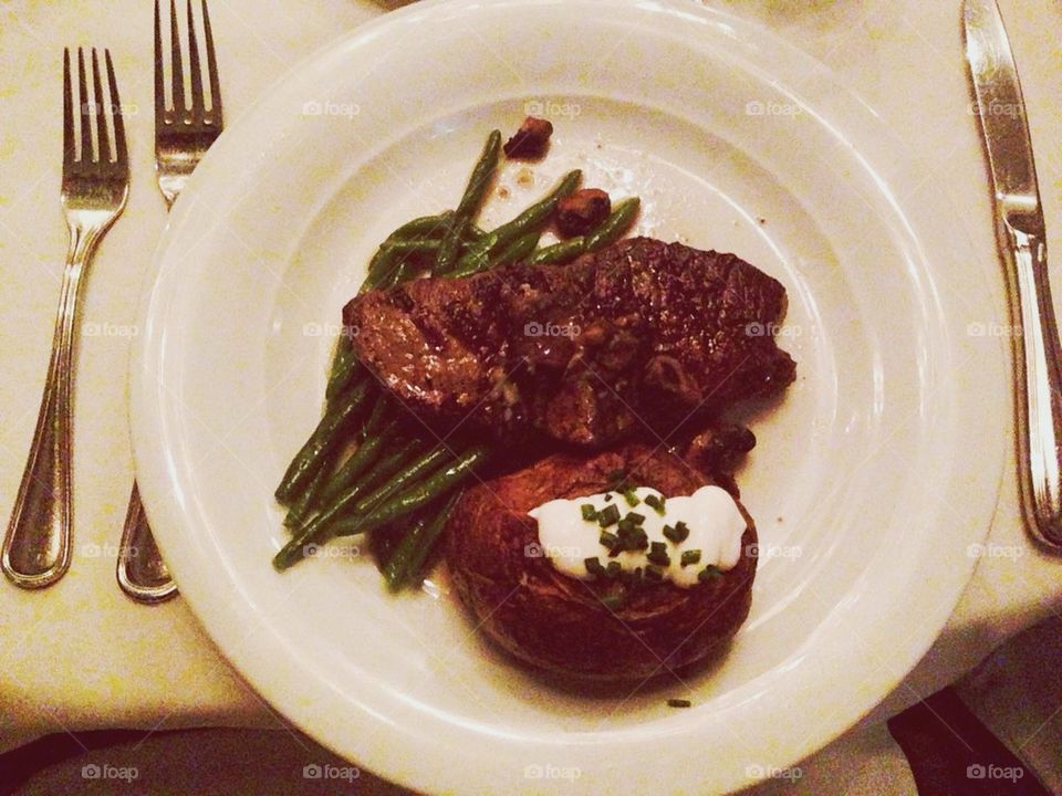 Steak and a baked potato