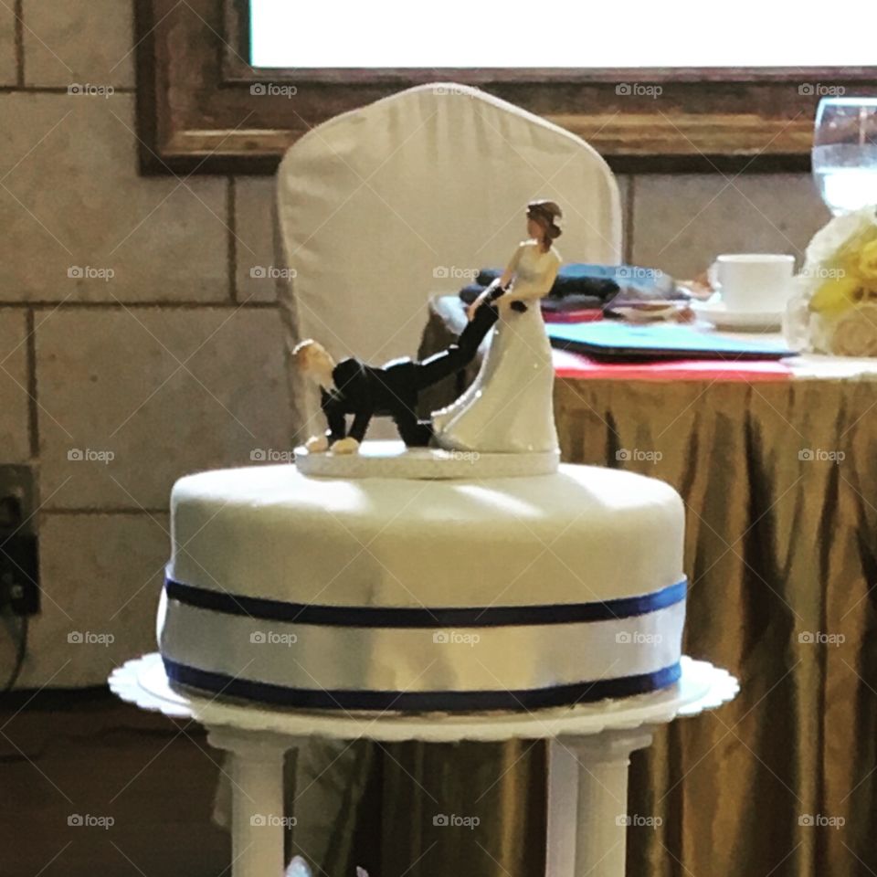 An amusing cake wedding topper